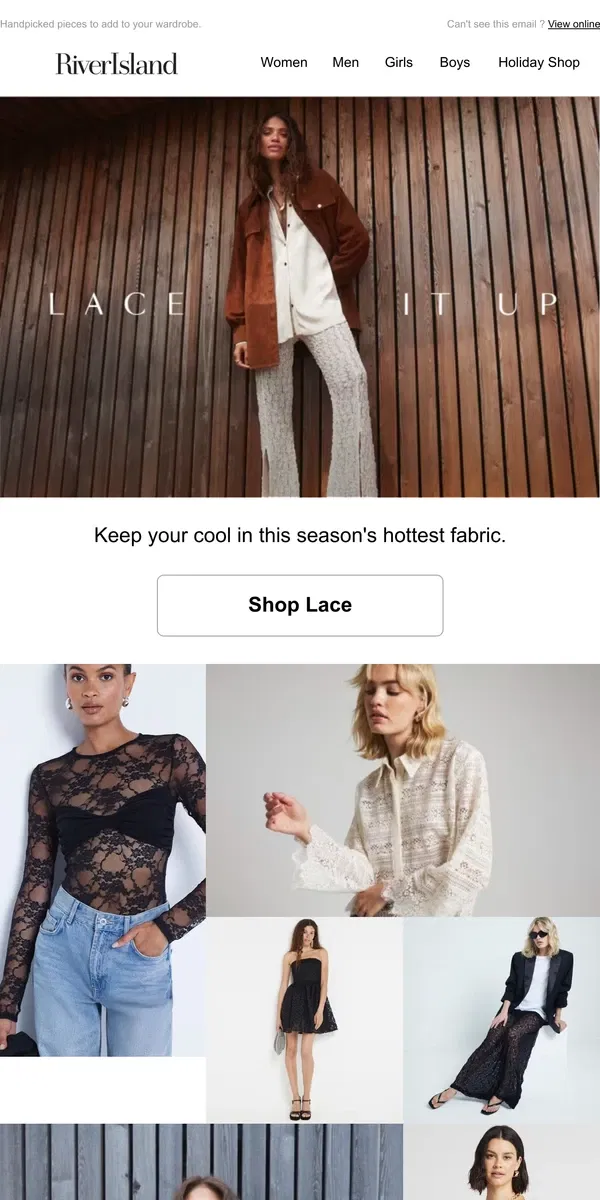 Email from River Island. This womenswear lace collection is our best yet...