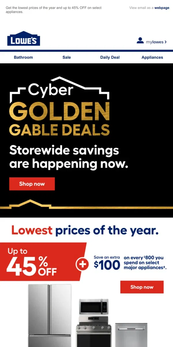 Email from Lowe's. Cyber Week savings start NOW❗