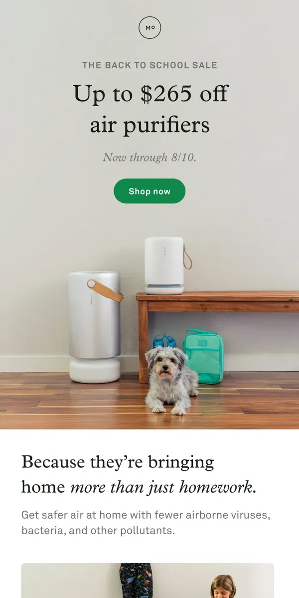 Email from Molekule. Now on sale: Virus-destroying air purification