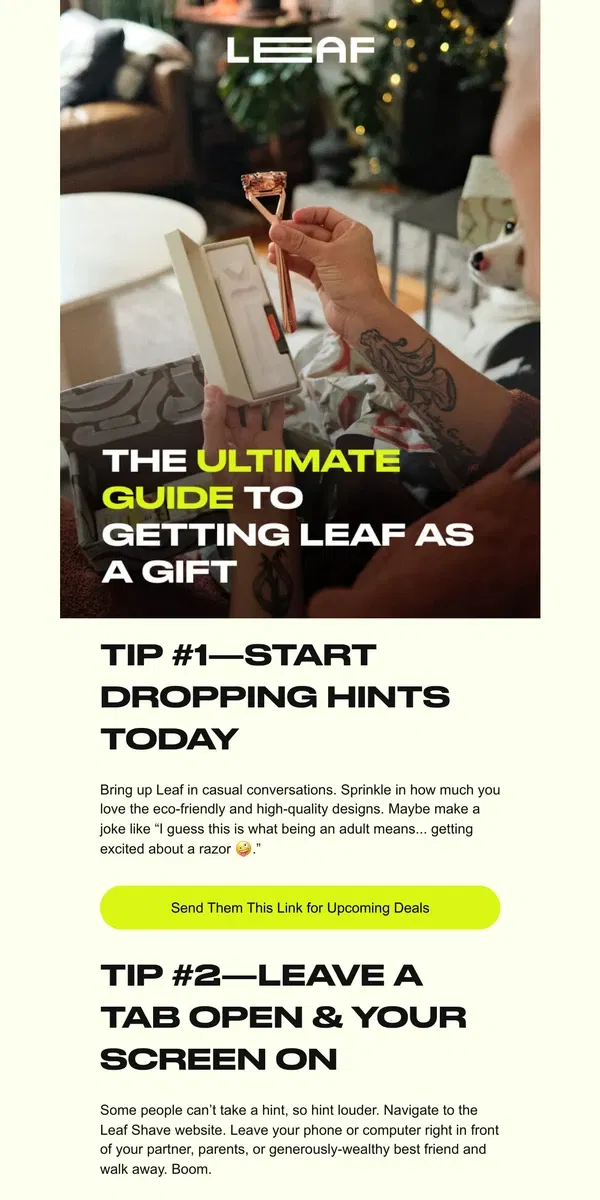 Email from Leaf Shave. The Ultimate Guide 🔥