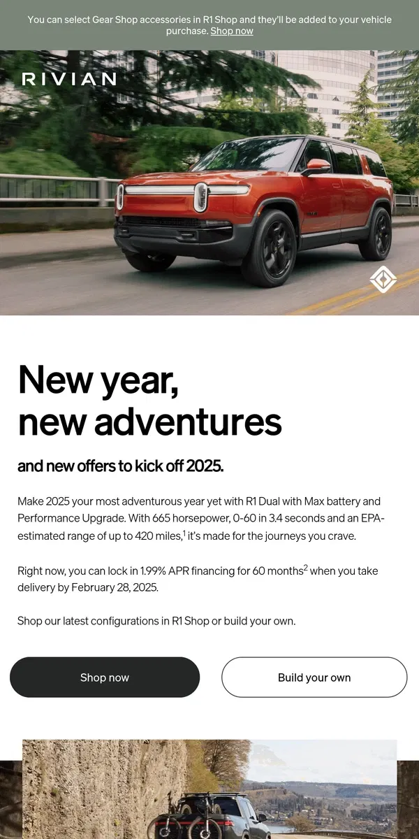 Email from Rivian. Let your Rivian adventure begin