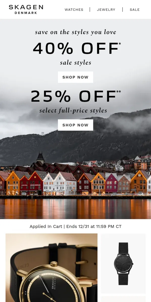 Email from Skagen. end of year savings