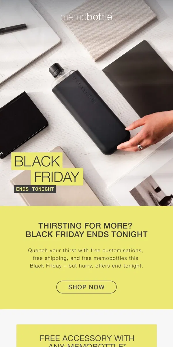 Email from memobottle. Ends tonight: Black Friday