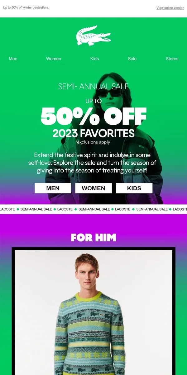 Email from Lacoste. A Gift for You