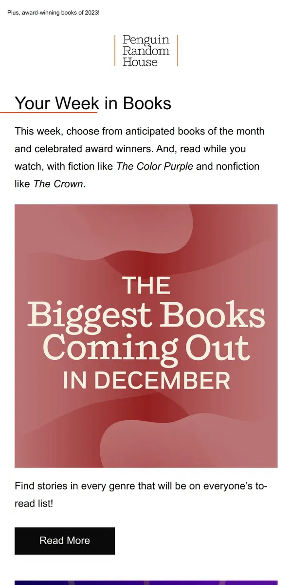 Email from Penguin Random House. Your Week in Books: December's Biggest Releases