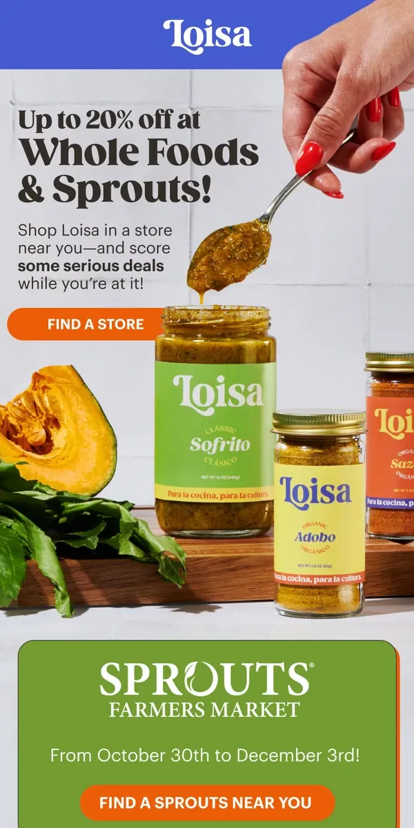 Email from Loisa. Shop at Sprouts and Whole Foods?