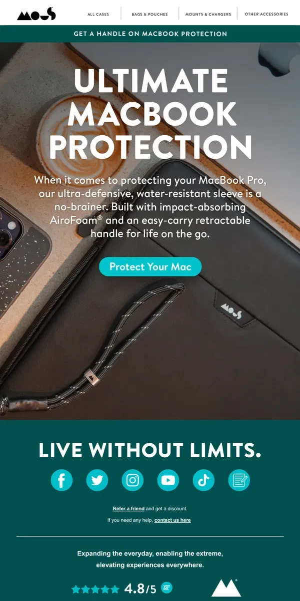 Email from Mous. Mous-grade protection for your MacBook Pro