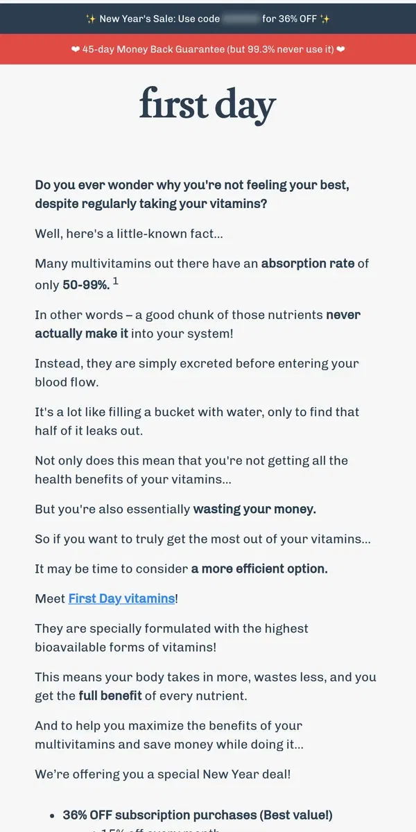 Email from First Day. The dirty truth about multivitamins…