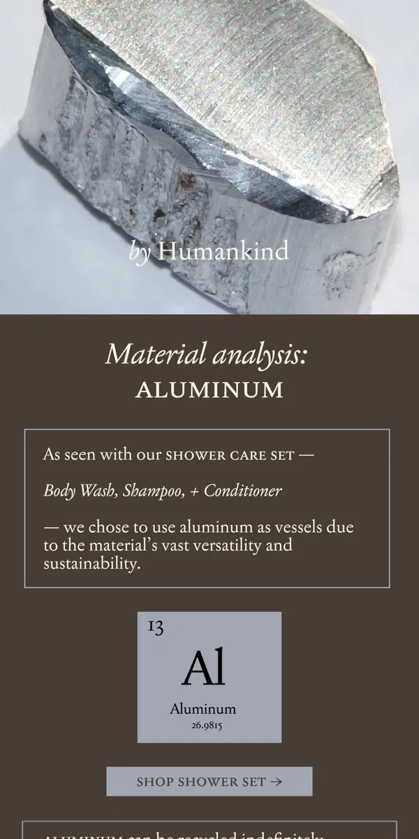 Email from by Humankind. We &lt;3 Aluminum