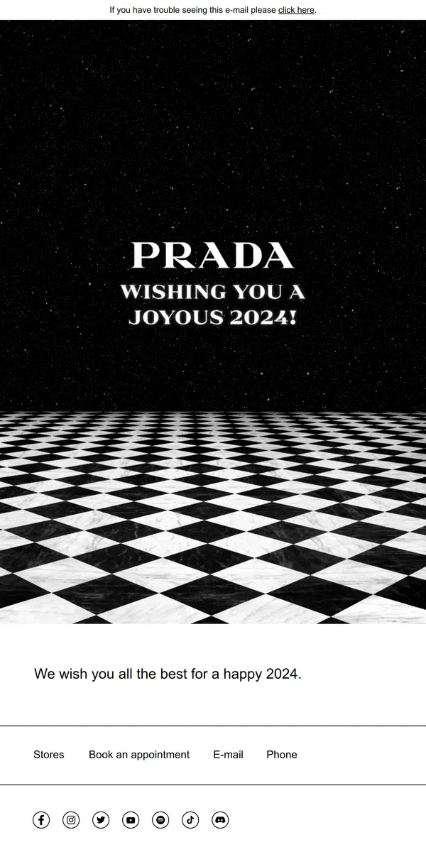 Email from Prada. Happy New Year from Prada