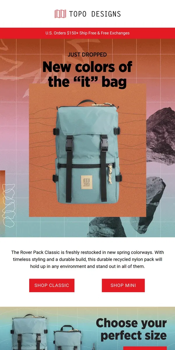 Email from Topo Designs. Just Dropped: New Colors of The “It” Bag.