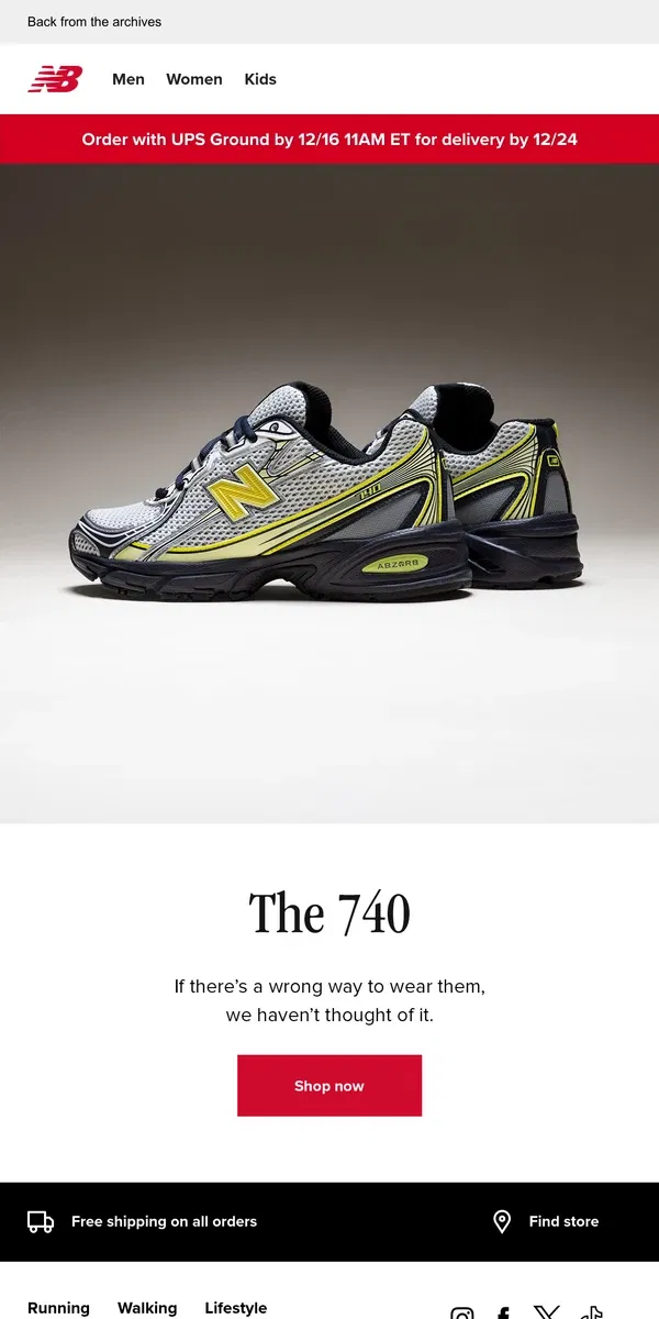 Email from New Balance. The 740