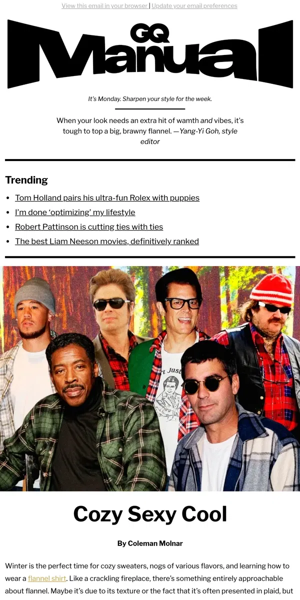 Email from GQ. How to Wear a Flannel Shirt