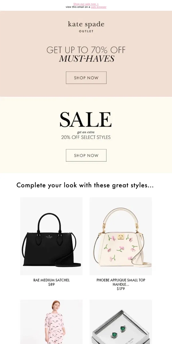 Email from Kate Spade. Don't forget: get an extra 20% off!