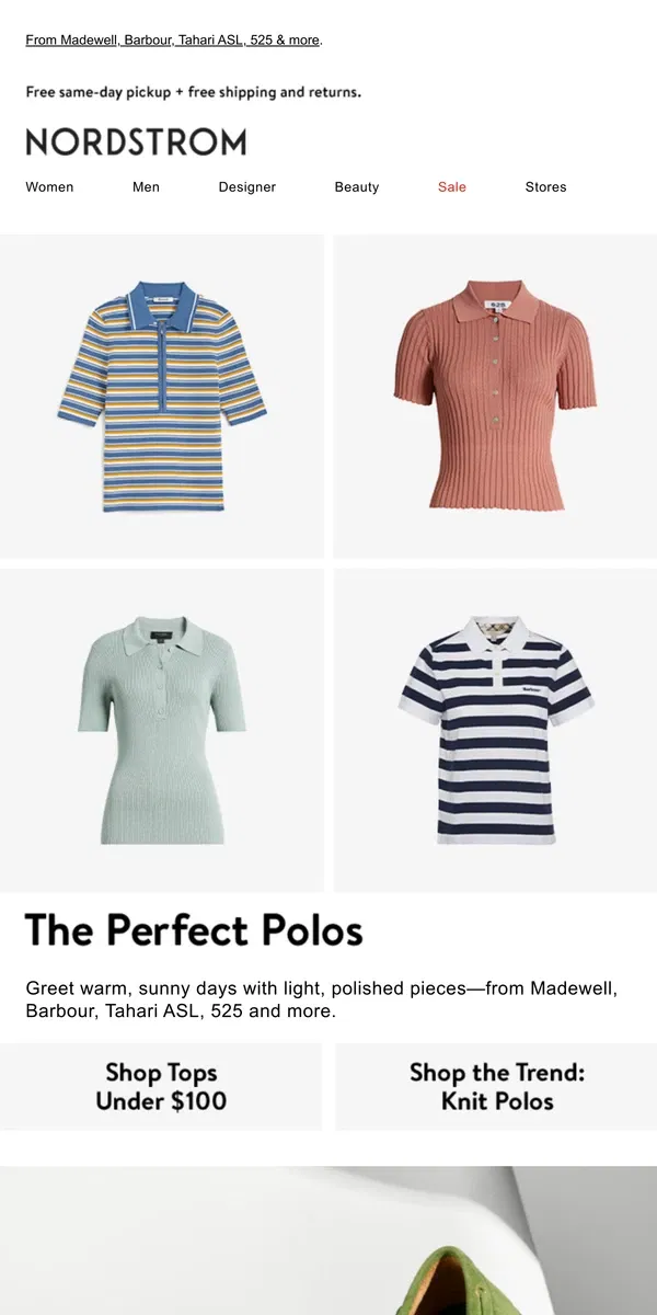 Email from Nordstrom. Polished knits under $100