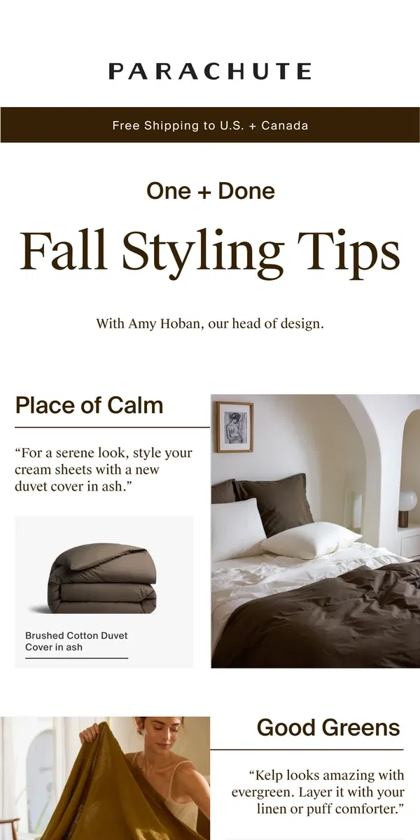 Email from Parachute Home. 4 Easy Fall Updates