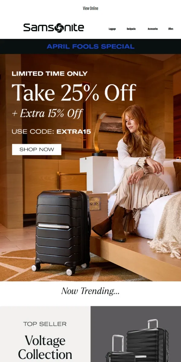 Email from Samsonite. Don't Be Fooled by This Extra 15% Off