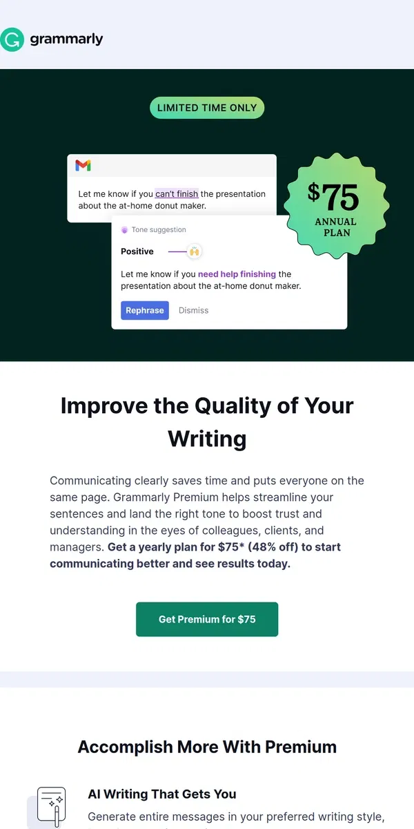 Email from Grammarly. New year, better writing 🏆