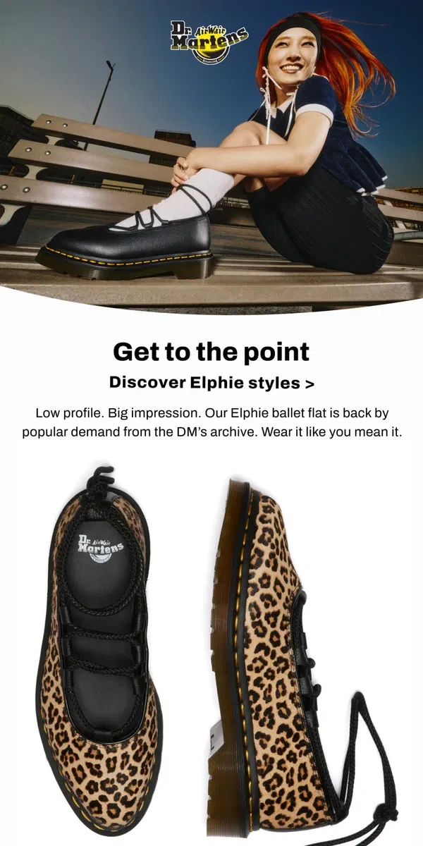 Email from Dr. Martens. Elphie ballet flats are back