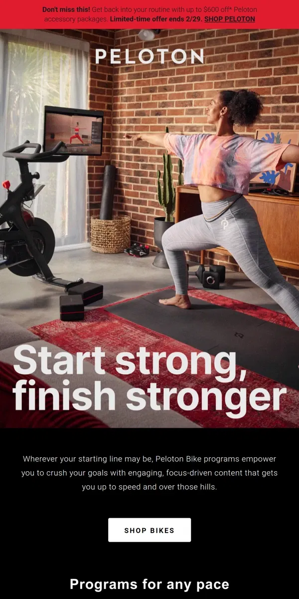 Email from Peloton. Save up to $600 off—limited time only