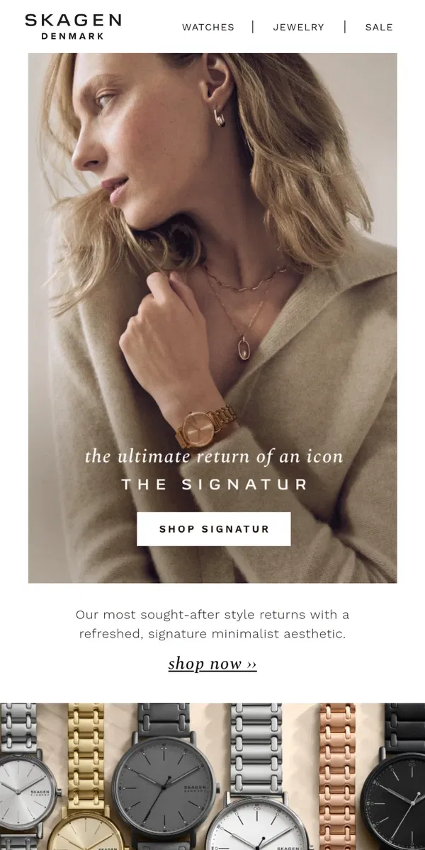 Email from Skagen. the new look of signatur.