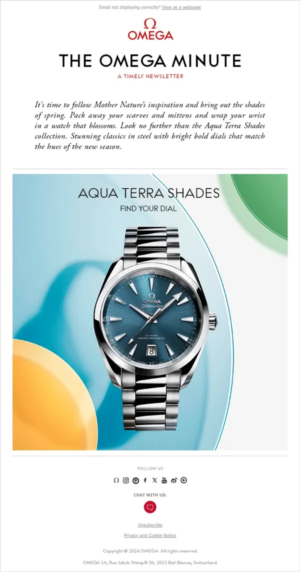 Email from OMEGA. Embrace the colors of spring