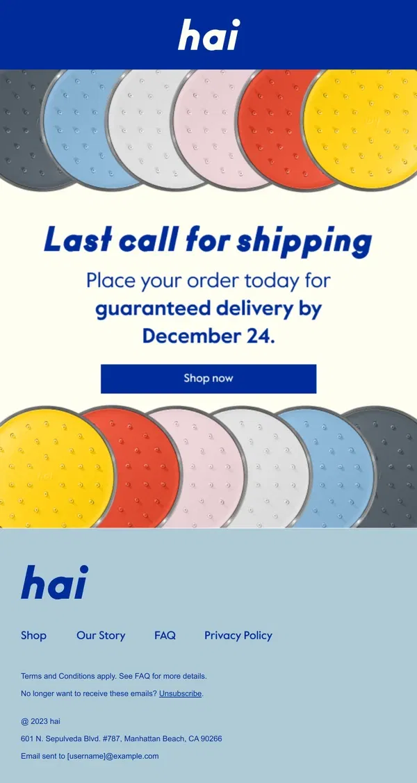 Email from hai. Last chance for holiday shipping