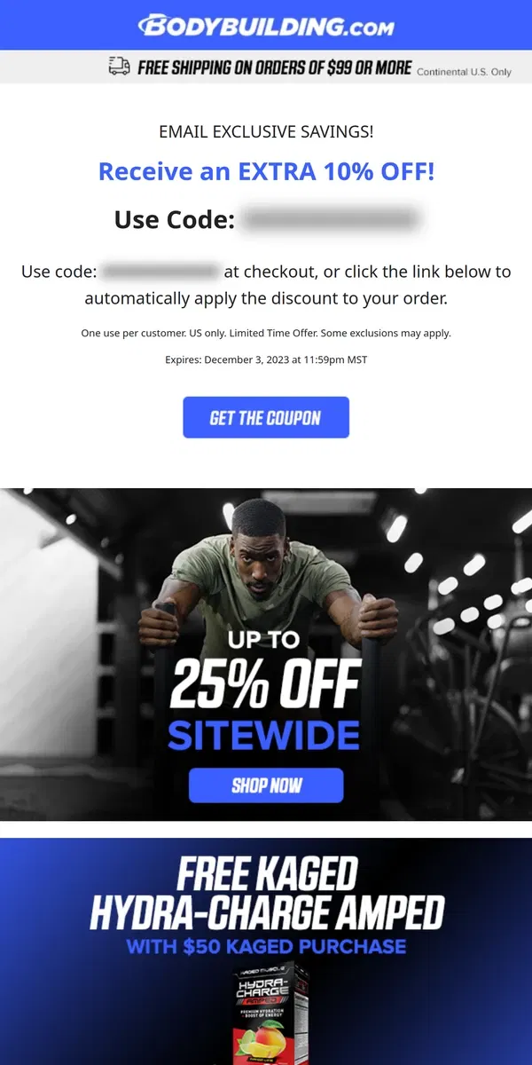 Email from Bodybuilding.com. 🚨 Email Exclusive Savings Code! 🚨 + New Arrivals!