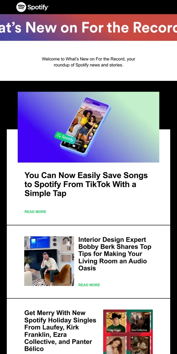 Email from Spotify. Save Songs to Spotify From TikTok With a Simple Tap