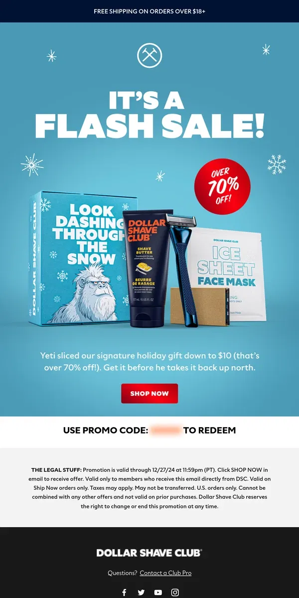 Email from Dollar Shave Club. The gift box is over 70% off 🤑