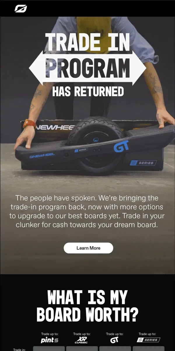 Email from Onewheel. The Trade-in Program is back!!!