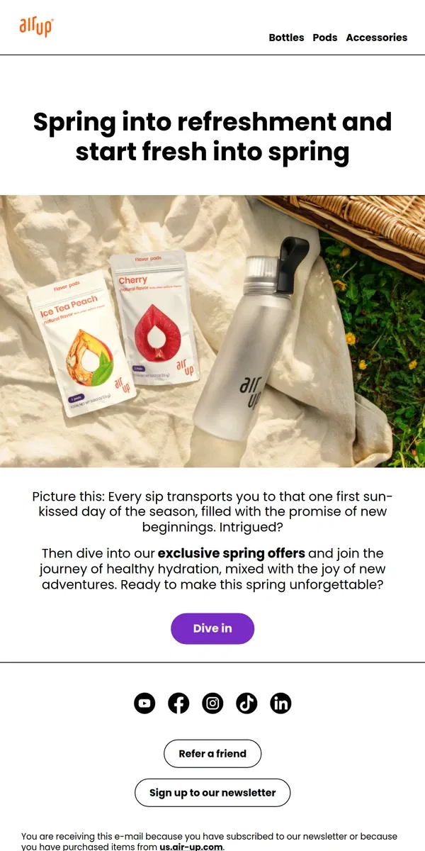 Email from air up. 
Start into spring freshly hydrated!
