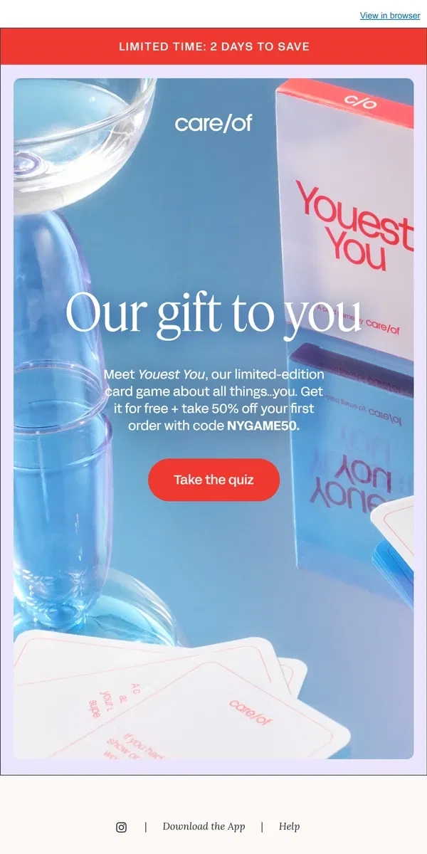 Email from Care/of. 50% off + free gift