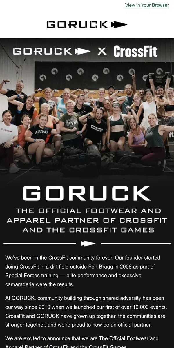 Email from GORUCK. A Big Announcement Is Here…