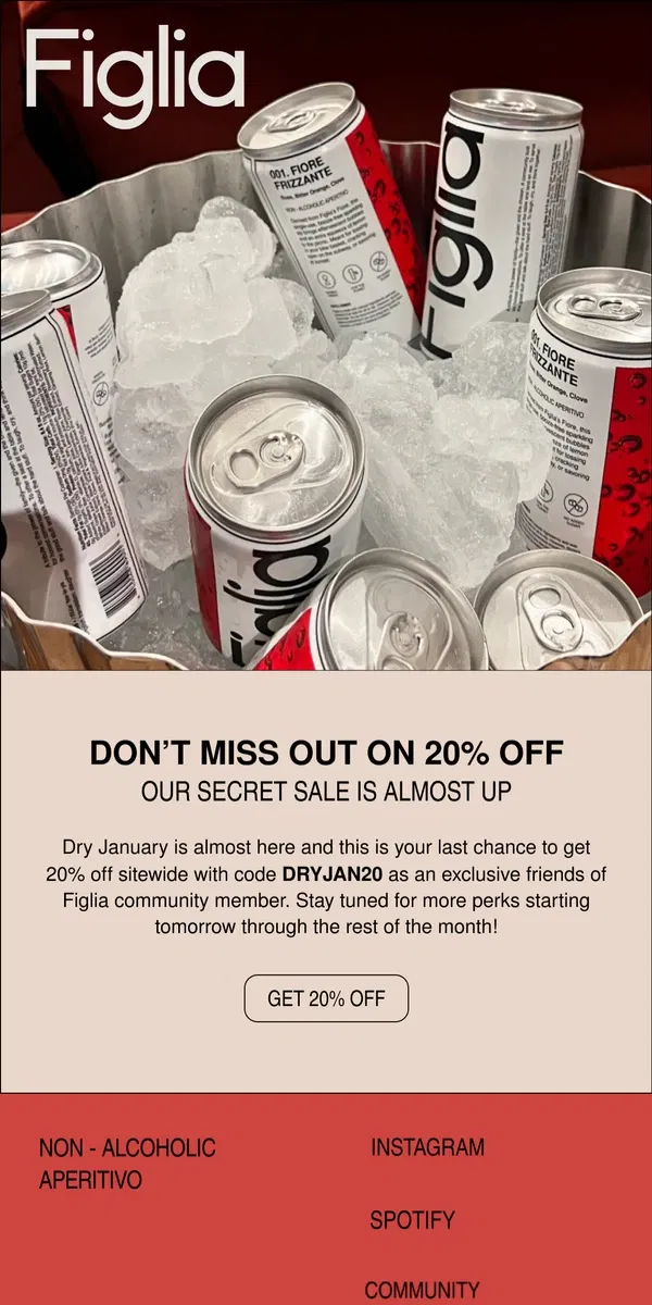 Email from Figlia. Don't miss out on 20% off