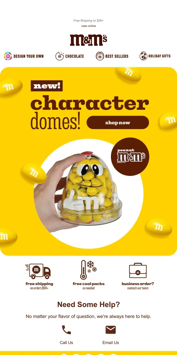 Email from M&M's. NEW Character Collectibles!