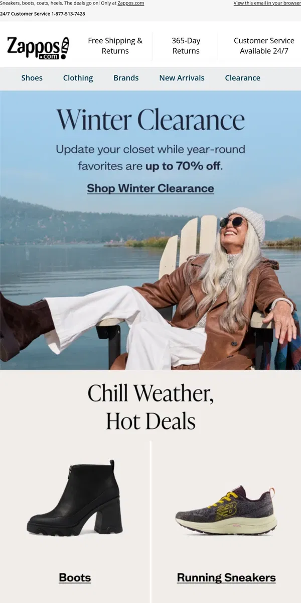 Email from Zappos. Don’t Miss Our Winter Clearance ⛄