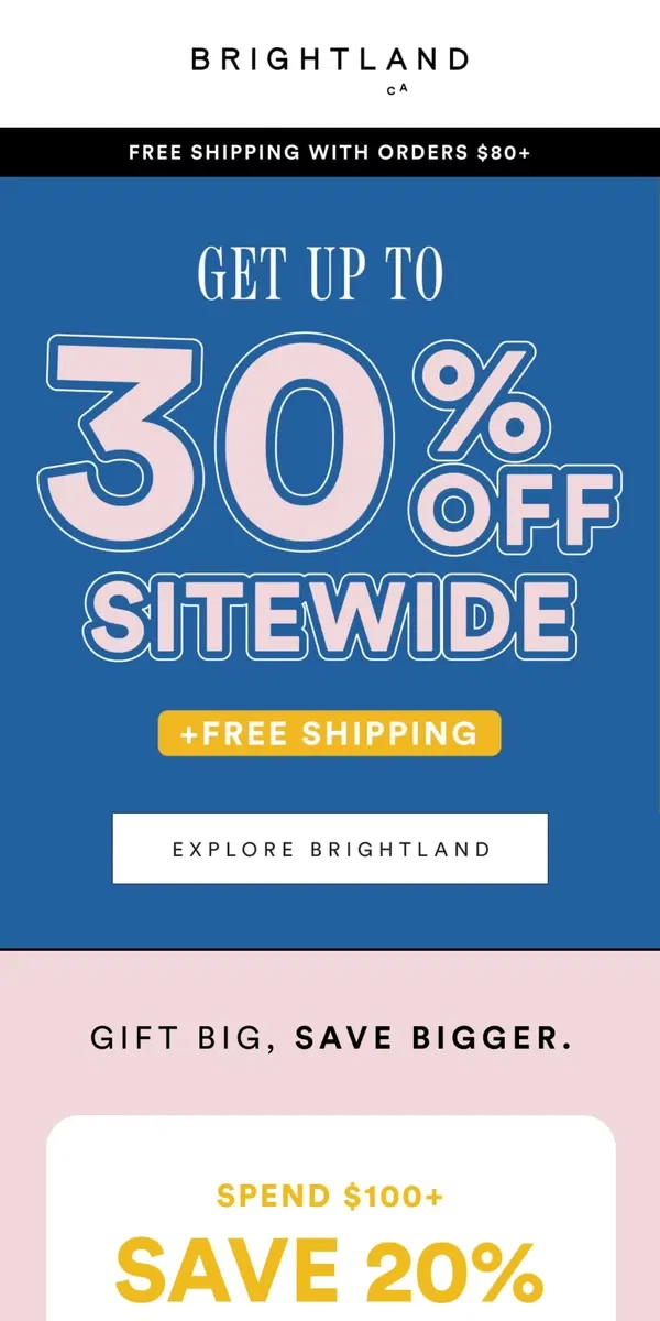 Email from Brightland. Up to 30% Off Has Arrived