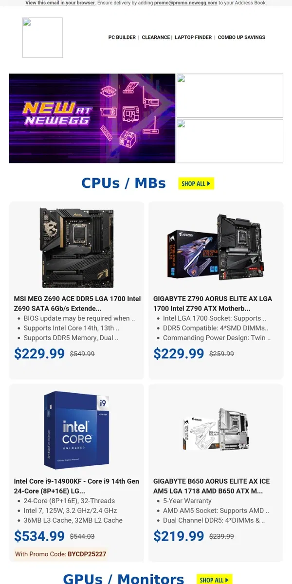 Email from Newegg. $519.00 Dell Inspiron 3000 Laptop! $699.99 SAPPHIRE PULSE Radeon RX 7900!