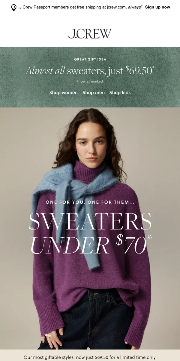 Email from J.Crew. Sweater-season favorites, from Fair Isle to Supersoft