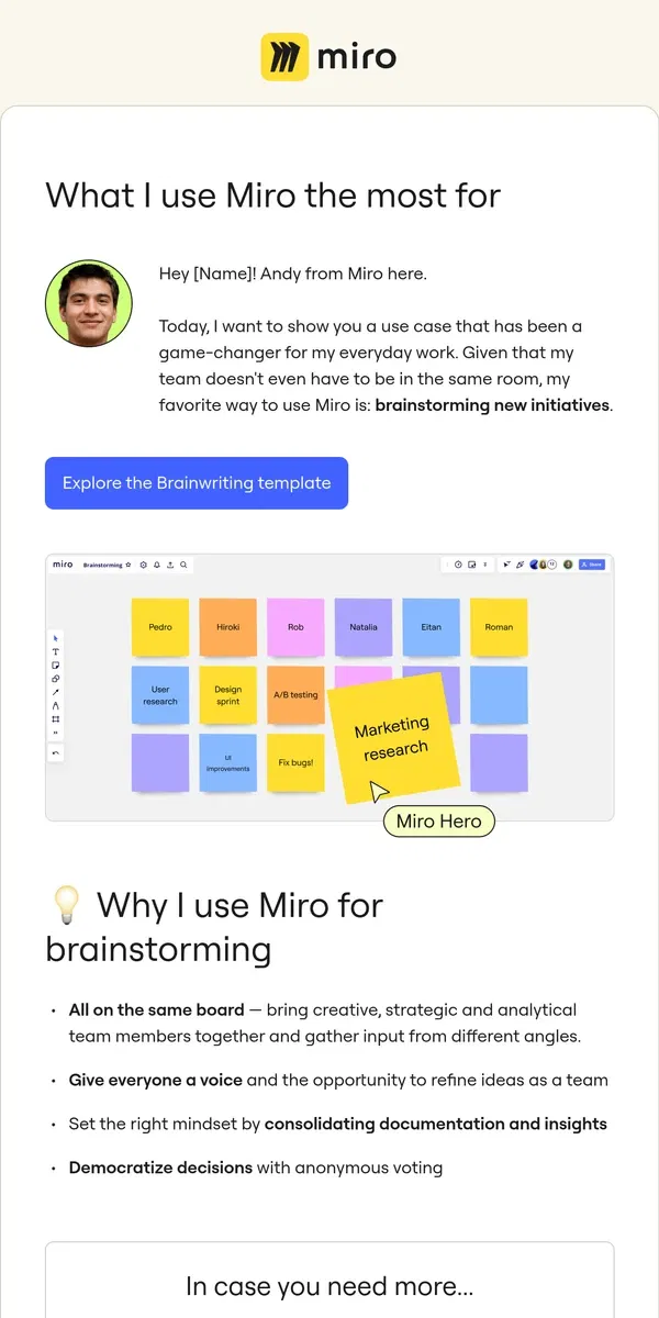 Email from Miro. If You Could Use Miro for Just One Thing ...