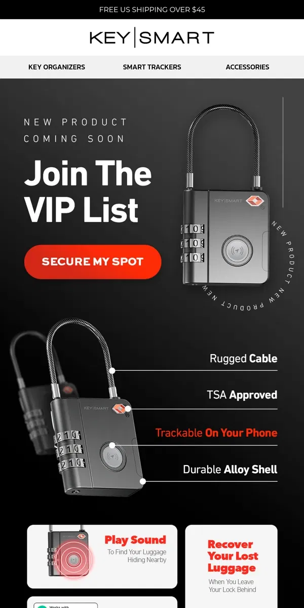 Email from KeySmart. VIP List 🌟 Secure Your Spot