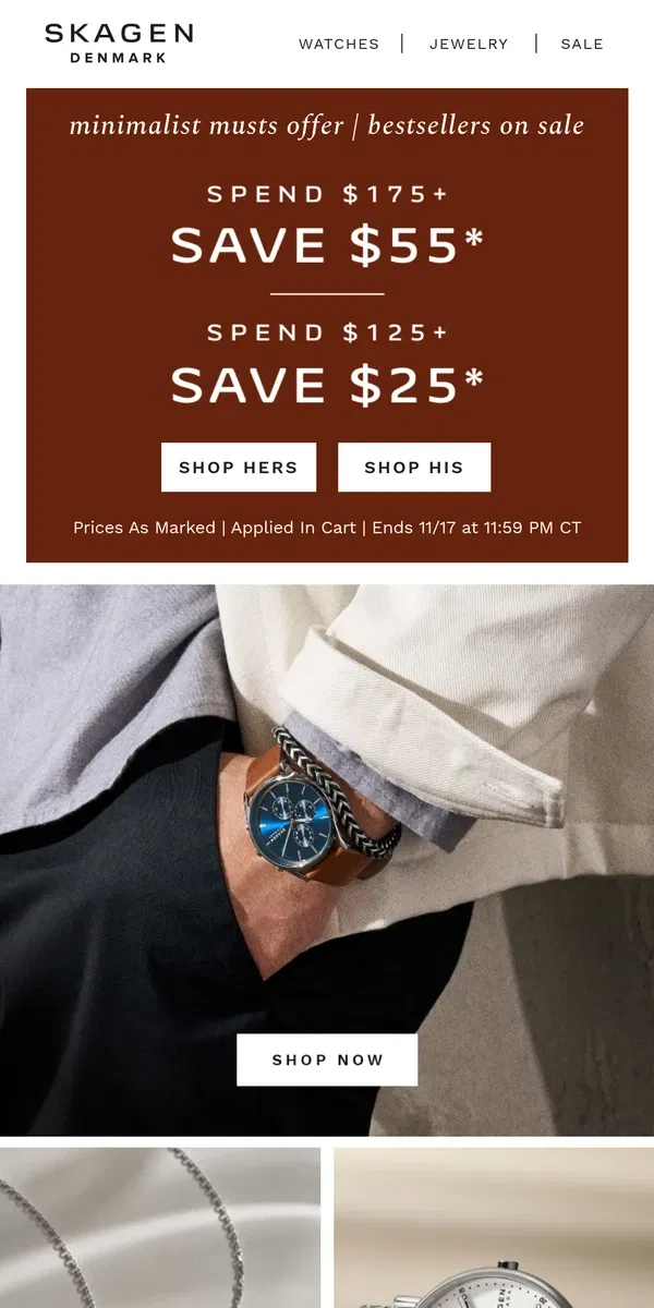 Email from Skagen. bestsellers are on sale.