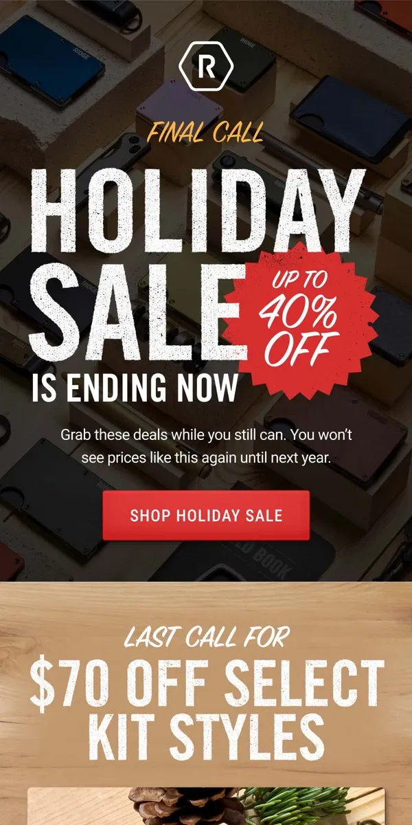 Email from The Ridge. Final Call: Up to 40% Off Ends