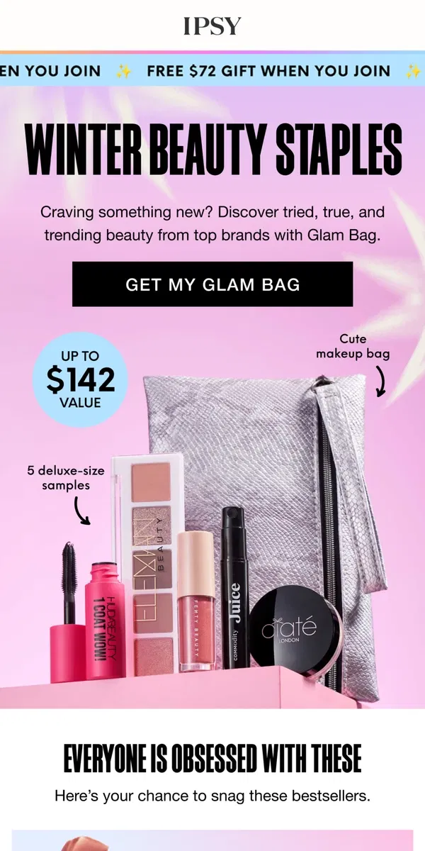 Email from BoxyCharm by IPSY. November's Glam Bag is Oh So Luxe