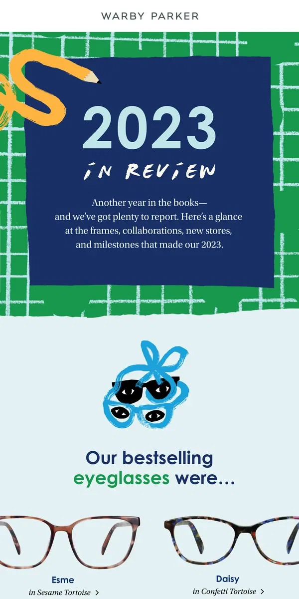 Email from Warby Parker. Our year in eyewear