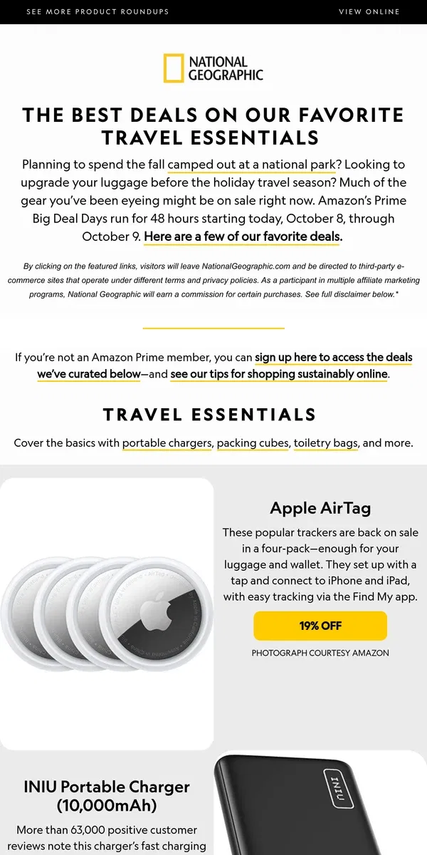 Email from National Geographic. We love these travel essentials. Now they’re on sale.