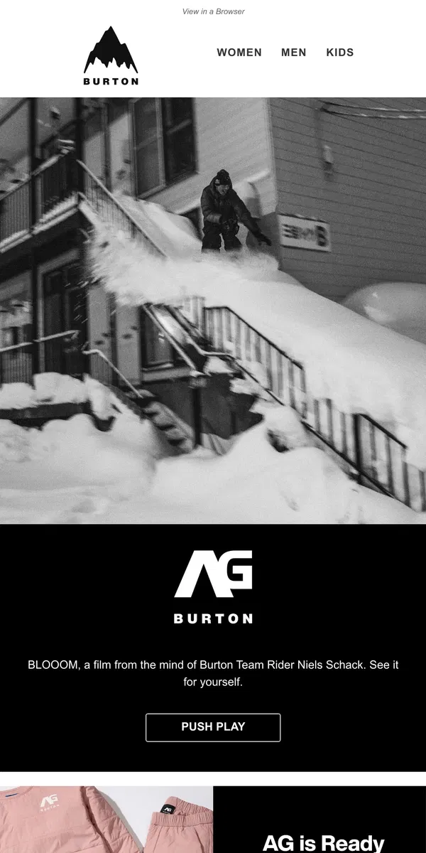 Email from Burton. BLOOOM: Street Art on Snow