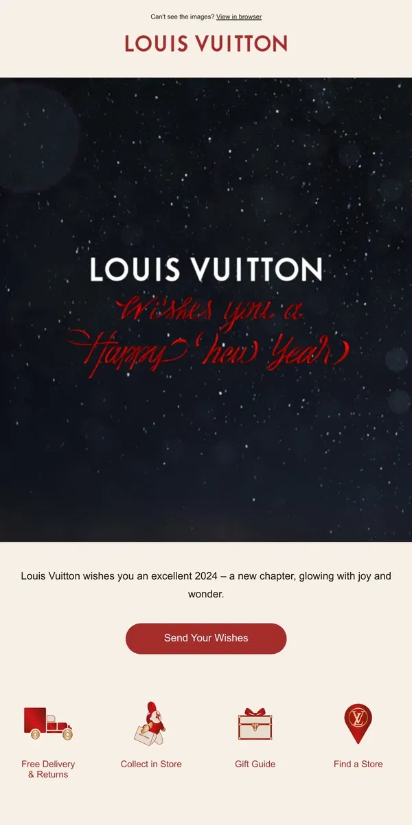 Email from Louis Vuitton. Celebrate The New Year With Louis Vuitton