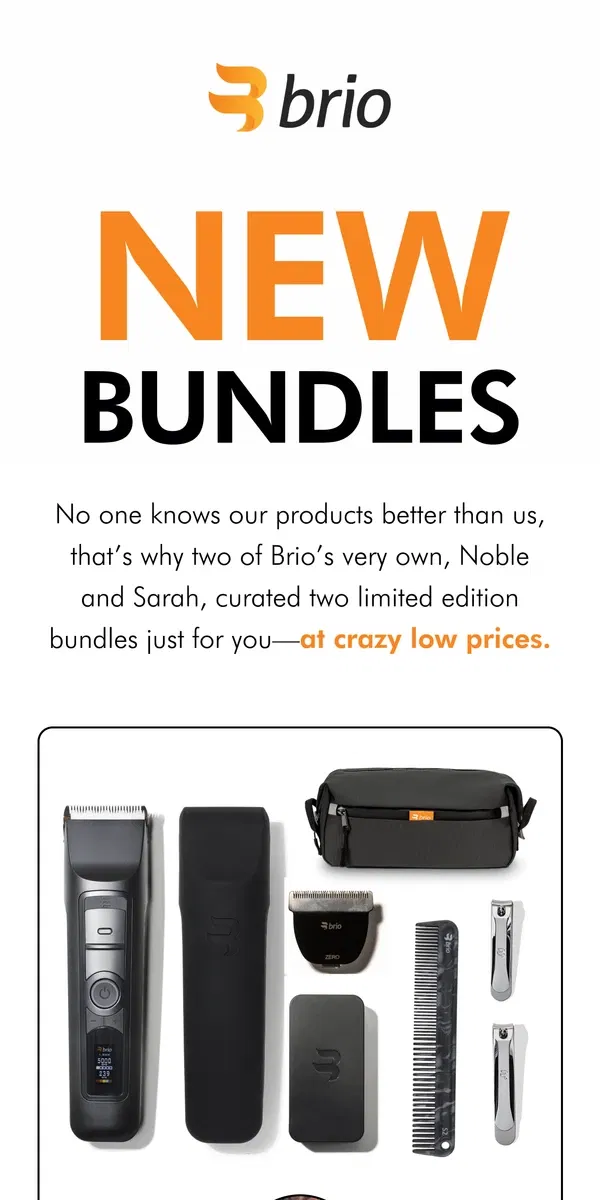 Email from Brio Product Group. JUST DROPPED: 2 NEW BUNDLES